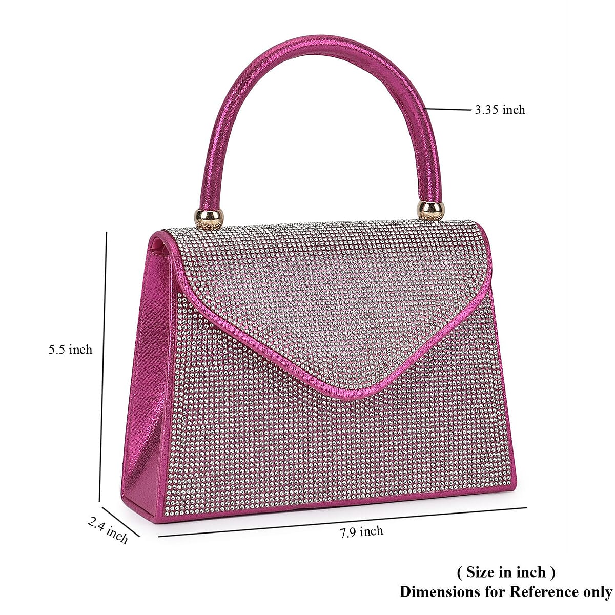 Sparkling Rose Red Clutch Bag with Handle Drop & 46.45 Chain Strap image number 5