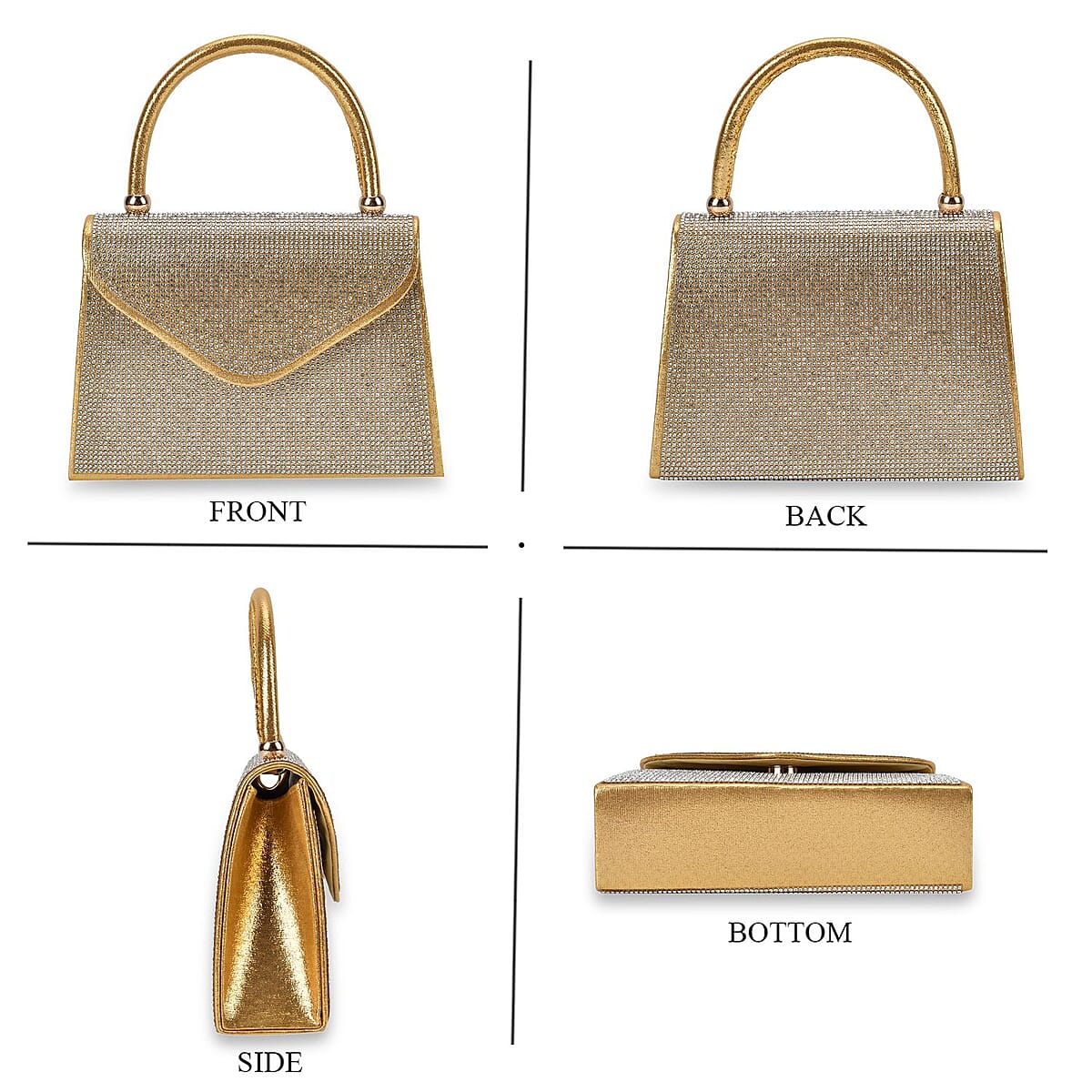 Sparkling Gold Clutch Bag with Handle Drop & 46.45 Chain Strap image number 3