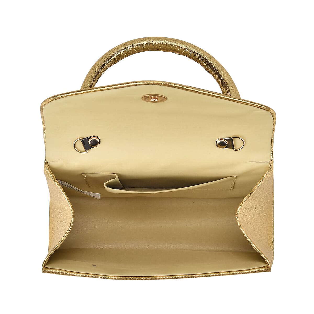 Sparkling Gold Clutch Bag with Handle Drop & 46.45 Chain Strap image number 4