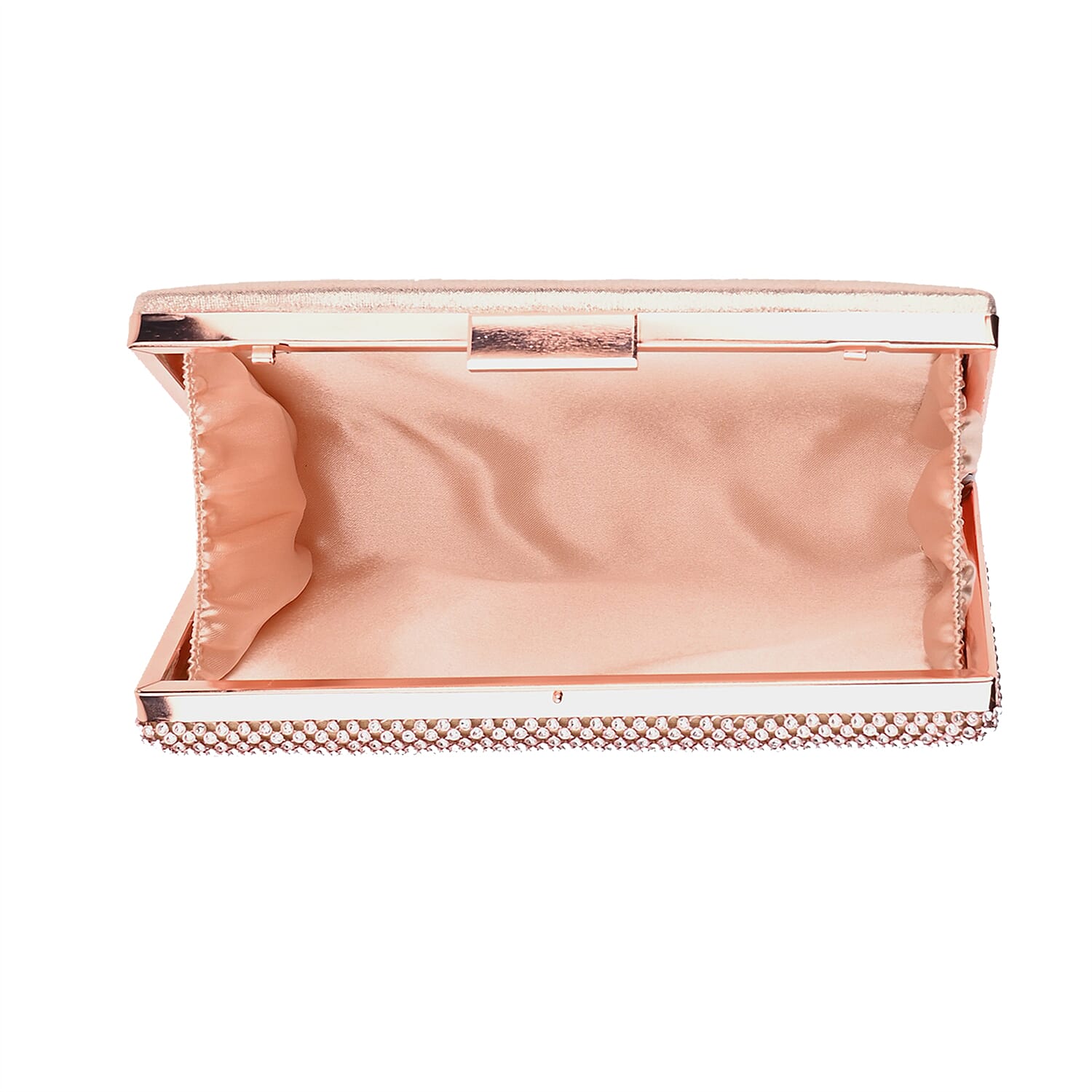Set of 3, Rose Crystal Clutch Bag in 47In Shoulder Chain, 1 pc Crystal Bracelet 8 Inch, with 1 Pair Crystal Earrings