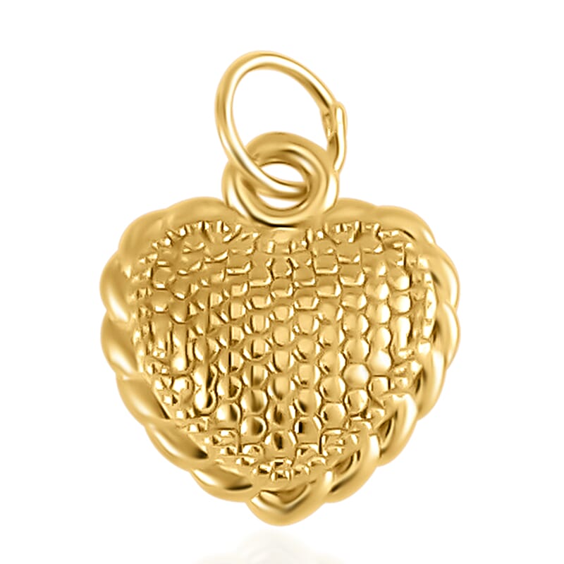 Luxoro 10K Yellow Gold Electroform Heart Pendant without Chain 0.30 Grams