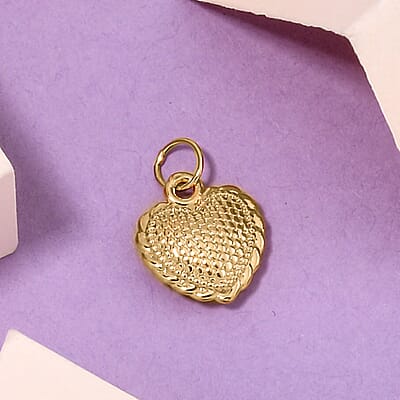 Luxoro 10K Yellow Gold Electroform Heart Pendant without Chain 0.30 Grams
