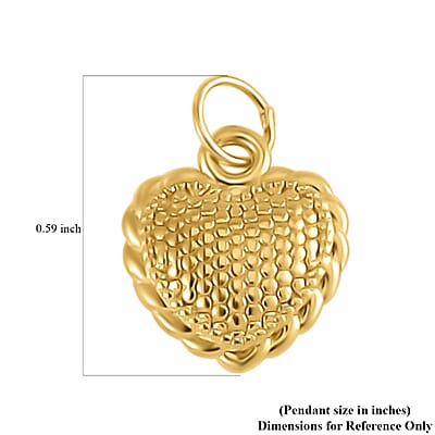 Luxoro 10K Yellow Gold Electroform Heart Pendant without Chain 0.30 Grams