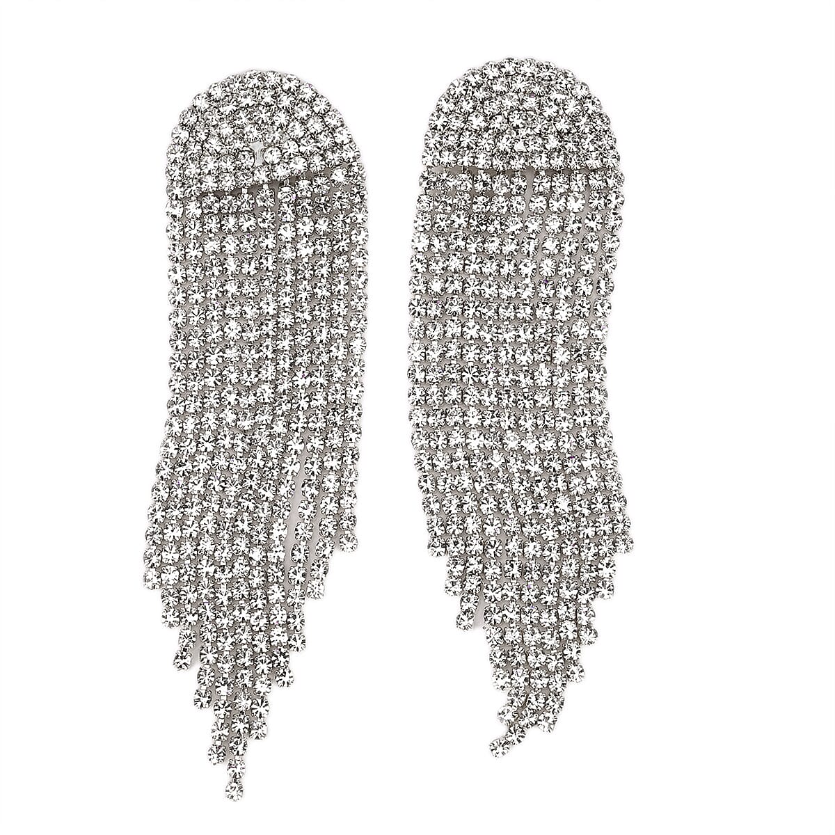 Set of 3 Silver Crystal Clutch Bag in 47In Shoulder Chain, 1 pc Crystal Bracelet 8 Inch, with 1 Pair Crystal Earrings image number 7