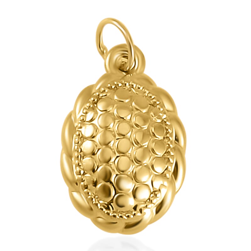Luxoro 10K Yellow Gold Electroform Oval Pendant without Chain 0.30 Grams