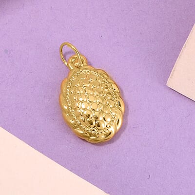 Luxoro 10K Yellow Gold Electroform Oval Pendant without Chain 0.30 Grams