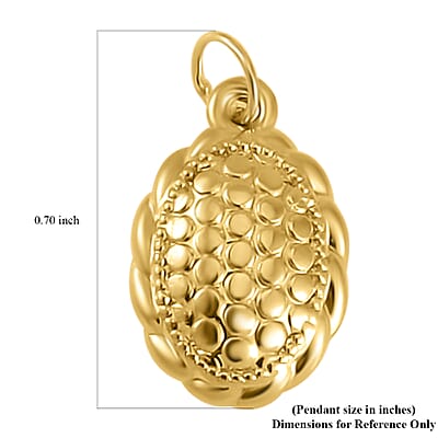 Luxoro 10K Yellow Gold Electroform Oval Pendant without Chain 0.30 Grams
