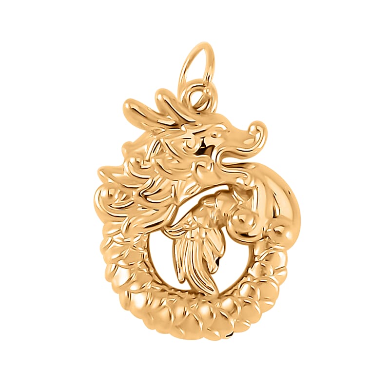 10K Yellow Gold Electroform Dragon Pendant without Chain 0.50 Grams