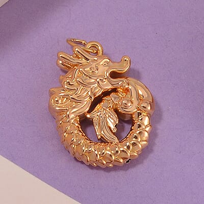 10K Yellow Gold Electroform Dragon Pendant without Chain 0.50 Grams