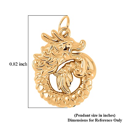 10K Yellow Gold Electroform Dragon Pendant without Chain 0.50 Grams