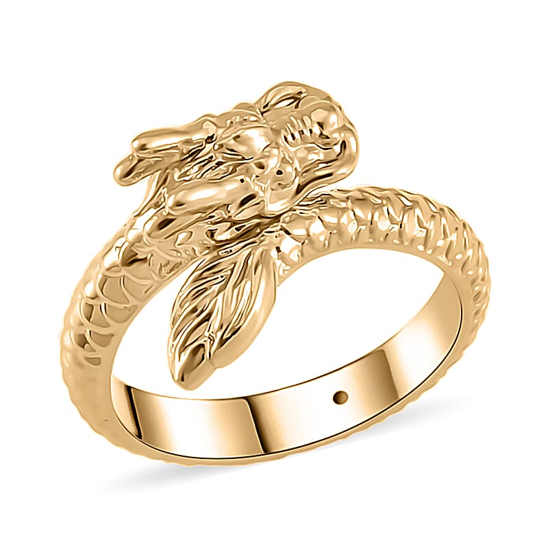 10K Yellow Gold Electroform Dragon Ring (Size 6.0) 0.55 Grams