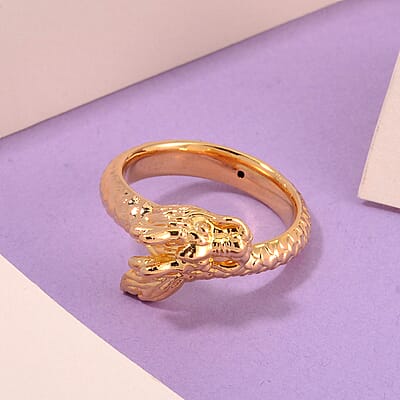 10K Yellow Gold Electroform Dragon Ring (Size 6.0) 0.55 Grams