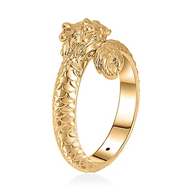 10K Yellow Gold Electroform Dragon Ring (Size 6.0) 0.55 Grams