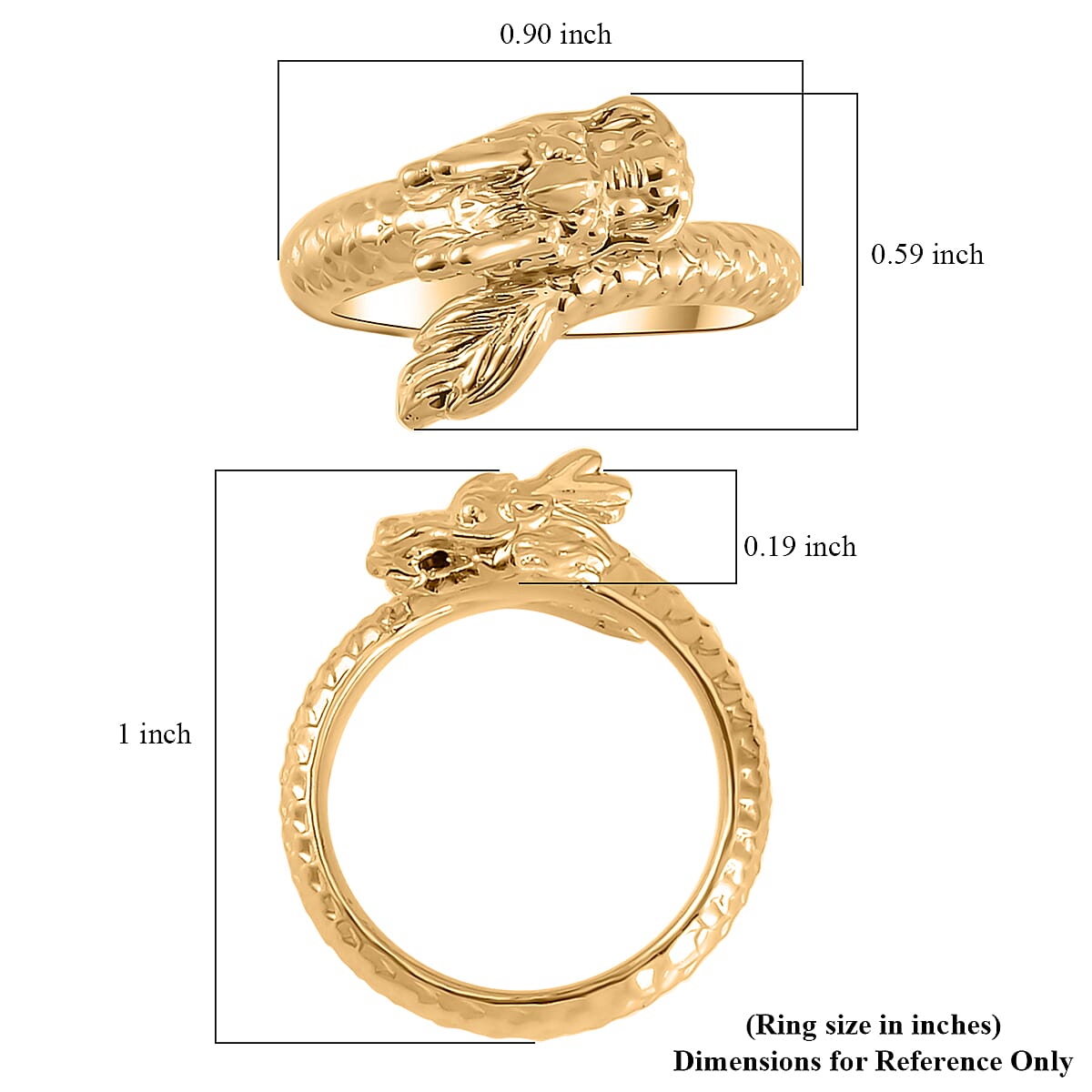 10K Yellow Gold Electroform Dragon Ring (Size 6.0) 0.55 Grams