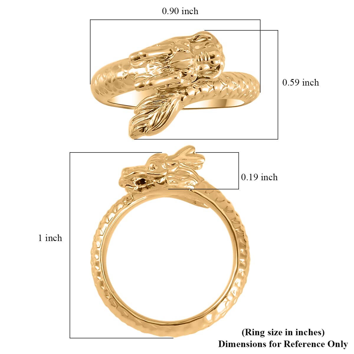 10K Yellow Gold Electroform Dragon Ring (Size 6.0) 0.55 Grams image number 5
