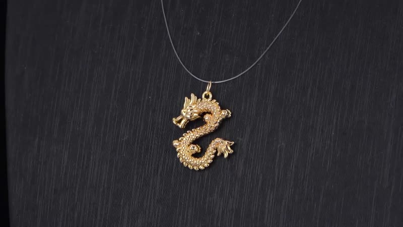 10K Yellow Gold Electroform Dragon Pendant 0.92 Grams