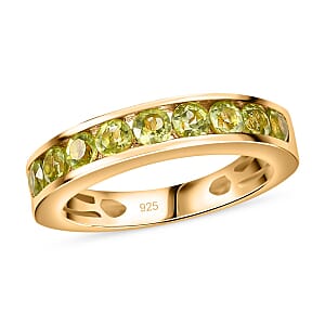 Hebei Peridot 0.90 ctw Ring in Vermeil Yellow Gold Over Sterling Silver (Size 9.0)