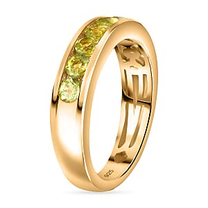 Hebei Peridot 0.90 ctw Ring in Vermeil Yellow Gold Over Sterling Silver (Size 9.0)