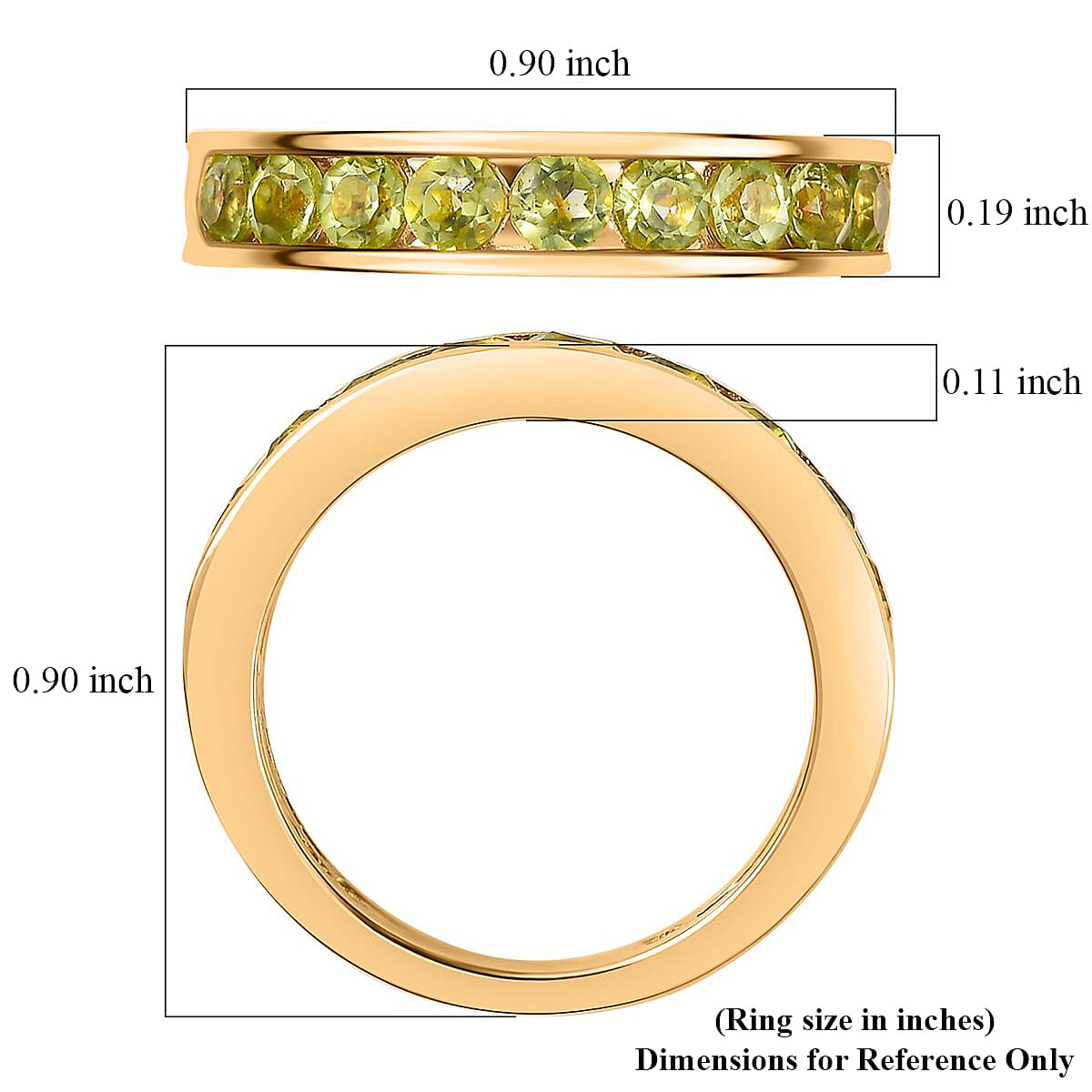 Hebei Peridot 0.90 ctw Ring in Vermeil Yellow Gold Over Sterling Silver (Size 9.0) image number 5