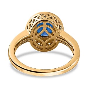 Tanzanite Color Quartz and White Zircon 3.04 ctw Ring in 18K Vermeil Yellow Gold Over Sterling Silver (Size 11.5)
