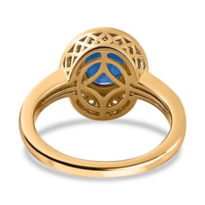 Tanzanite Color Quartz and White Zircon 3.04 ctw Ring in 18K Vermeil Yellow Gold Over Sterling Silver (Size 11.5)