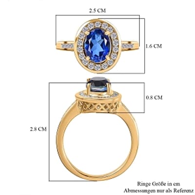 Tanzanite Color Quartz and White Zircon 3.04 ctw Ring in 18K Vermeil Yellow Gold Over Sterling Silver (Size 11.5)