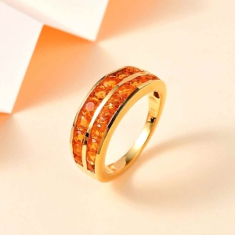 Salamanca Fire Opal 1.15 ctw Ring in 18K Vermeil Yellow Gold Over Sterling Silver (Size 10.0)