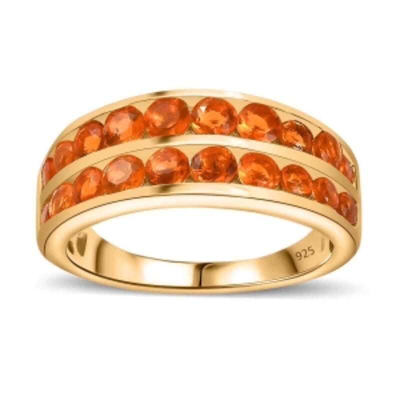 Salamanca Fire Opal 1.15 ctw Ring in 18K Vermeil Yellow Gold Over Sterling Silver (Size 10.0)