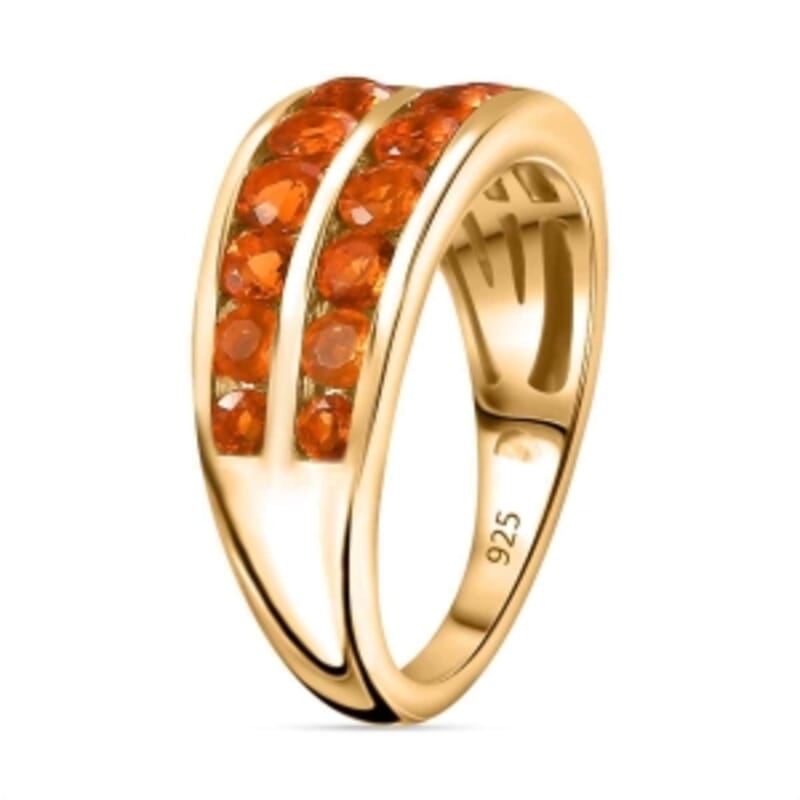Salamanca Fire Opal 1.15 ctw Ring in 18K Vermeil Yellow Gold Over Sterling Silver (Size 10.0)