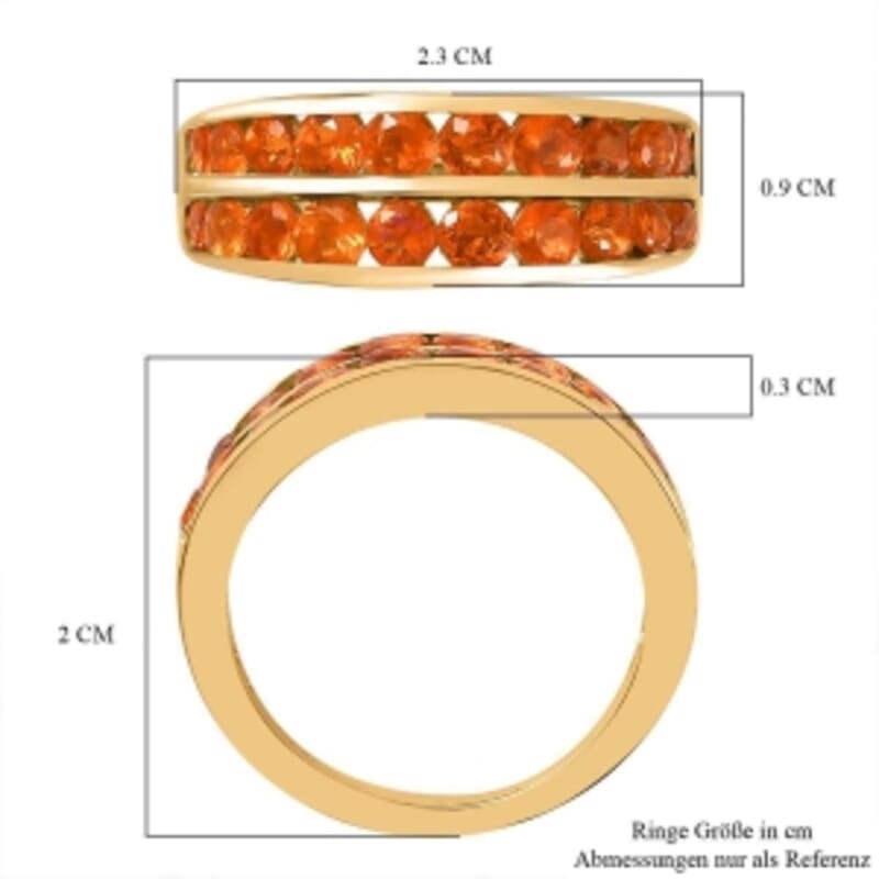 Salamanca Fire Opal 1.15 ctw Ring in 18K Vermeil Yellow Gold Over Sterling Silver (Size 10.0)