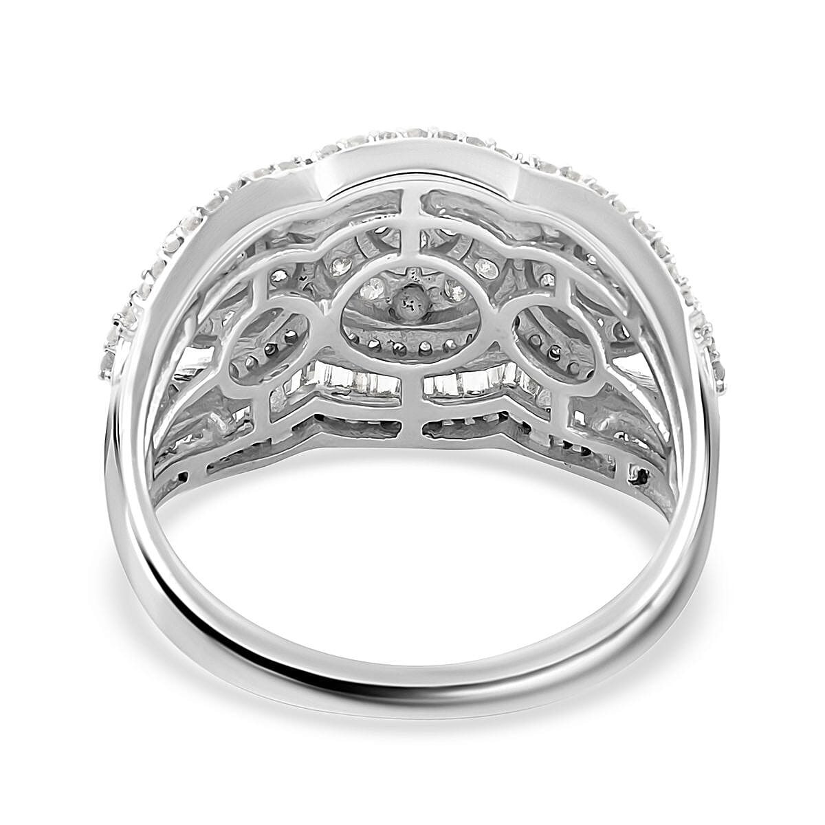 White Diamond Ring in Platinum Over Sterling Silver (Size 10.0) 1.50 ctw