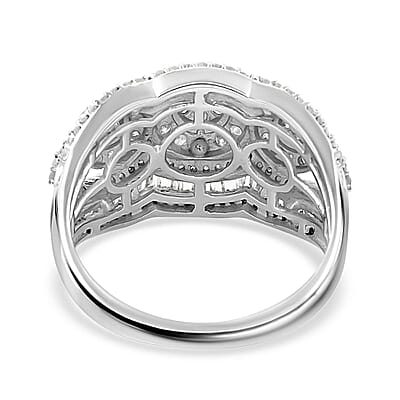 White Diamond Ring in Platinum Over Sterling Silver (Size 10.0) 1.50 ctw
