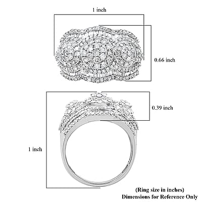 White Diamond Ring in Platinum Over Sterling Silver (Size 10.0) 1.50 ctw