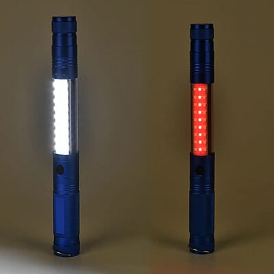 Blue Multifunction LED (3LED Lumen + 18 White SMD + 9 Red SMD) Flex Flash Torch