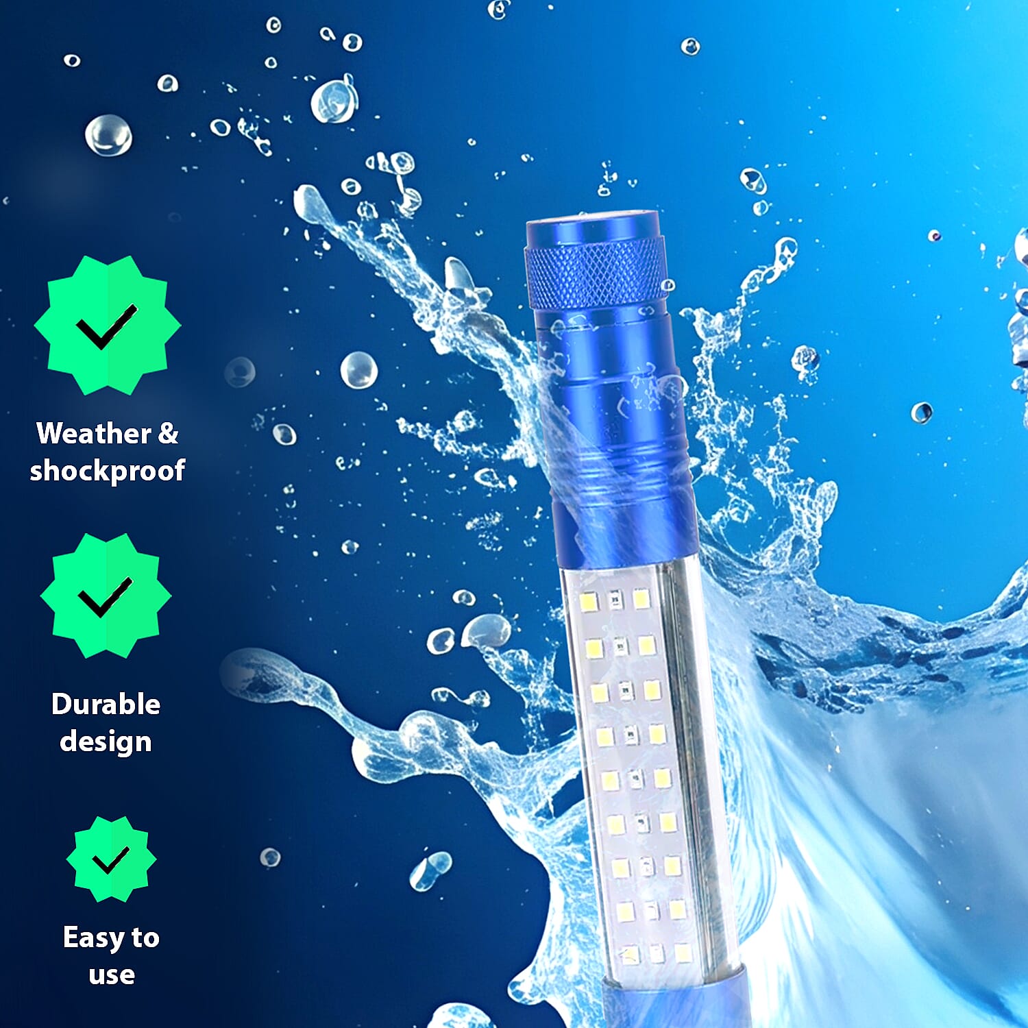 Blue Multifunction LED (3LED Lumen + 18 White SMD + 9 Red SMD) Flex Flash Torch