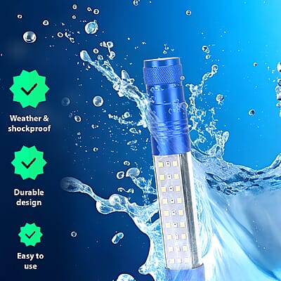 Blue Multifunction LED (3LED Lumen + 18 White SMD + 9 Red SMD) Flex Flash Torch