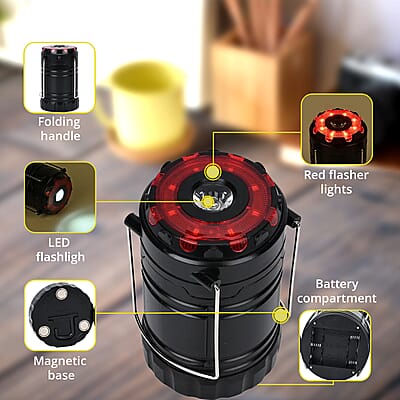 Rechargeable LED Flashlight Lantern with Red Flashers (3xAA Battery not Included)