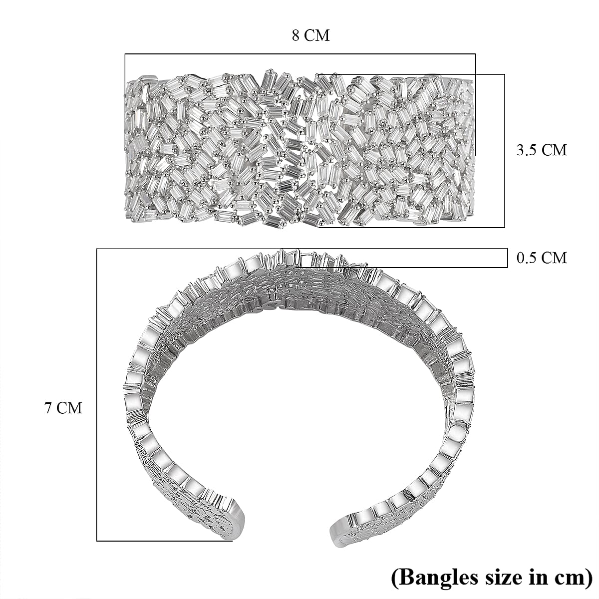 Moissanite 22.80 ctw Fire Crakers Cuff Bracelet in Platinum Over Sterling Silver (7.50 In) image number 5