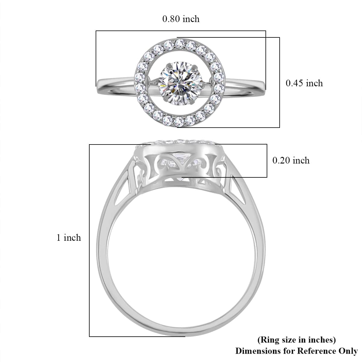 Simulated Diamond 1.20 ctw Halo Ring in Platinum Over Sterling Silver (Size 10.0) image number 5