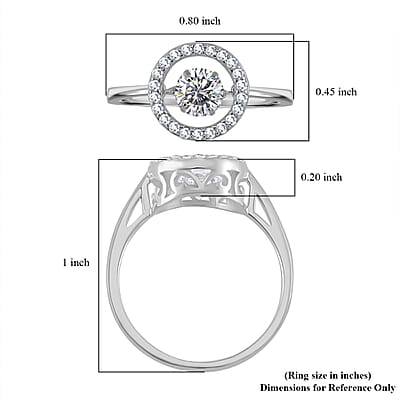 Simulated Diamond 1.20 ctw Halo Ring in Platinum Over Sterling Silver (Size 10.0) 