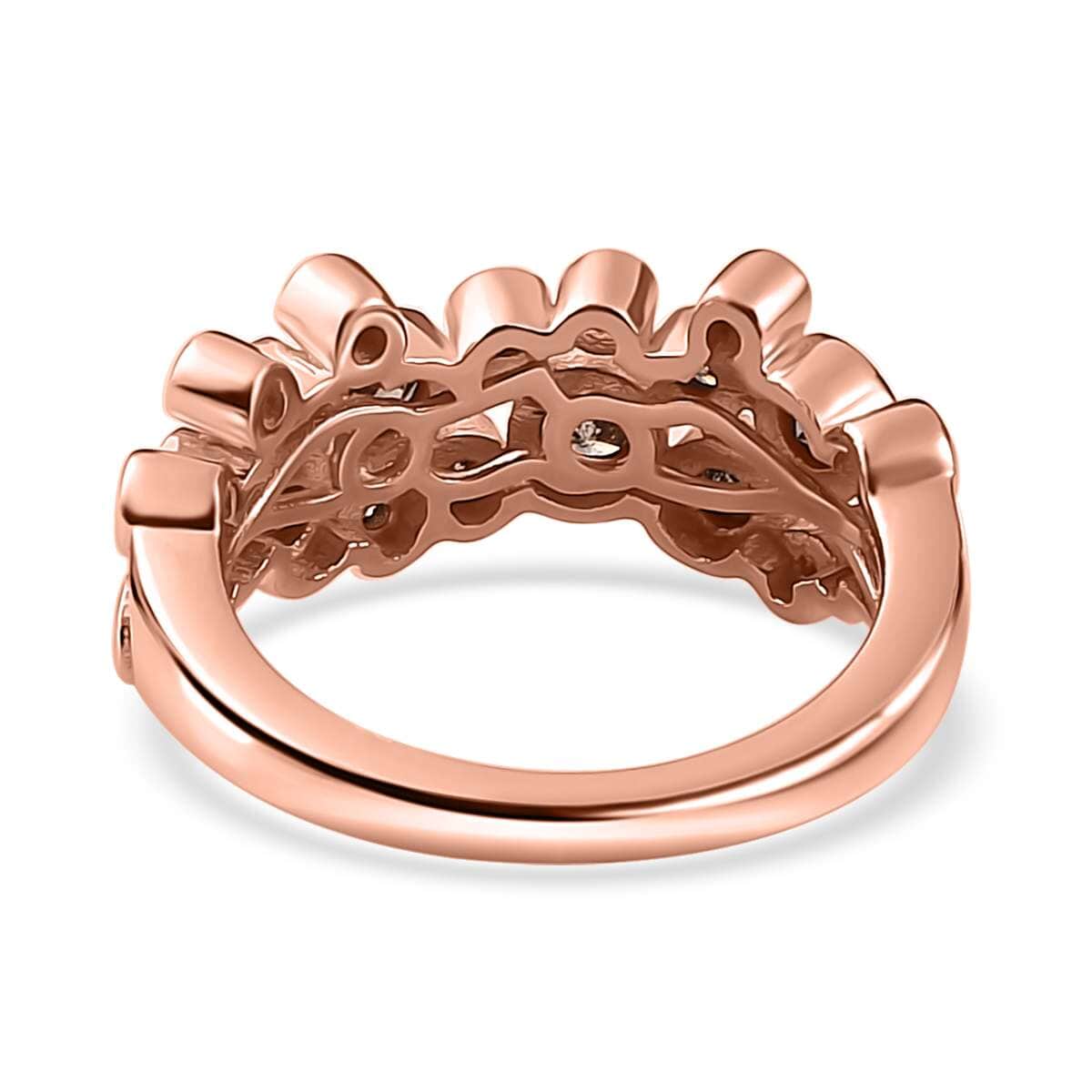 Natural Champagne Diamond Bubble Ring in Vermeil Rose Gold Over Sterling Silver (Size 10.0) 0.75 ctw image number 4