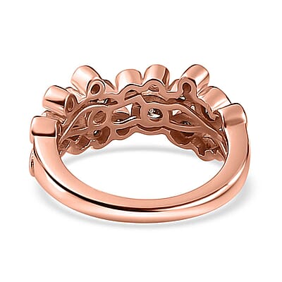 Natural Champagne Diamond Bubble Ring in Vermeil Rose Gold Over Sterling Silver (Size 10.0) 0.75 ctw