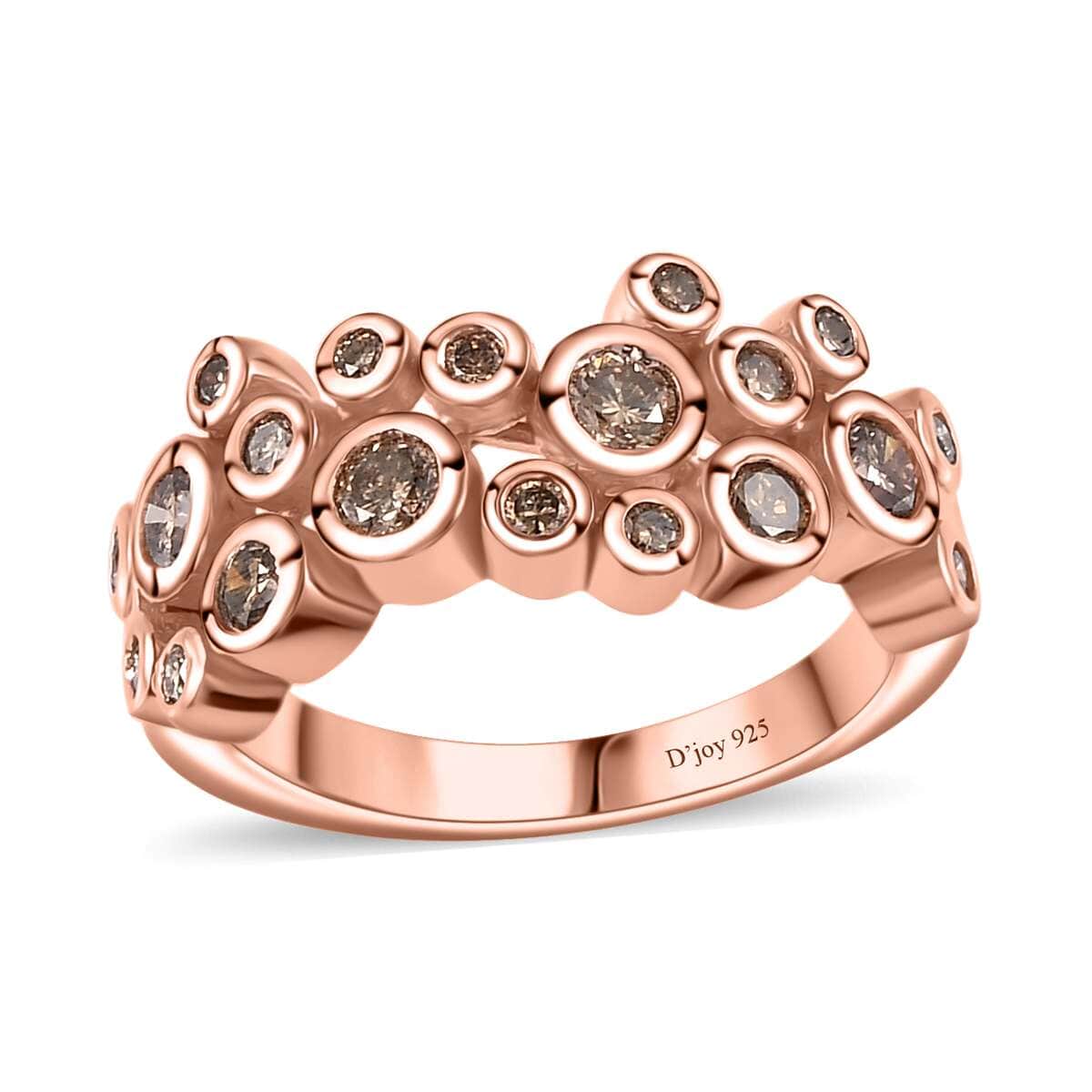 Natural Champagne Diamond Bubble Ring in Vermeil Rose Gold Over Sterling Silver (Size 7.0) 0.75 ctw image number 0