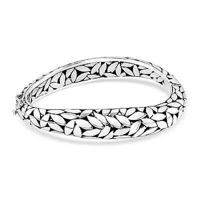 Bali Legacy Leafs Bangle Bracelet in Sterling Silver (6.50 In) 39.94 Grams
