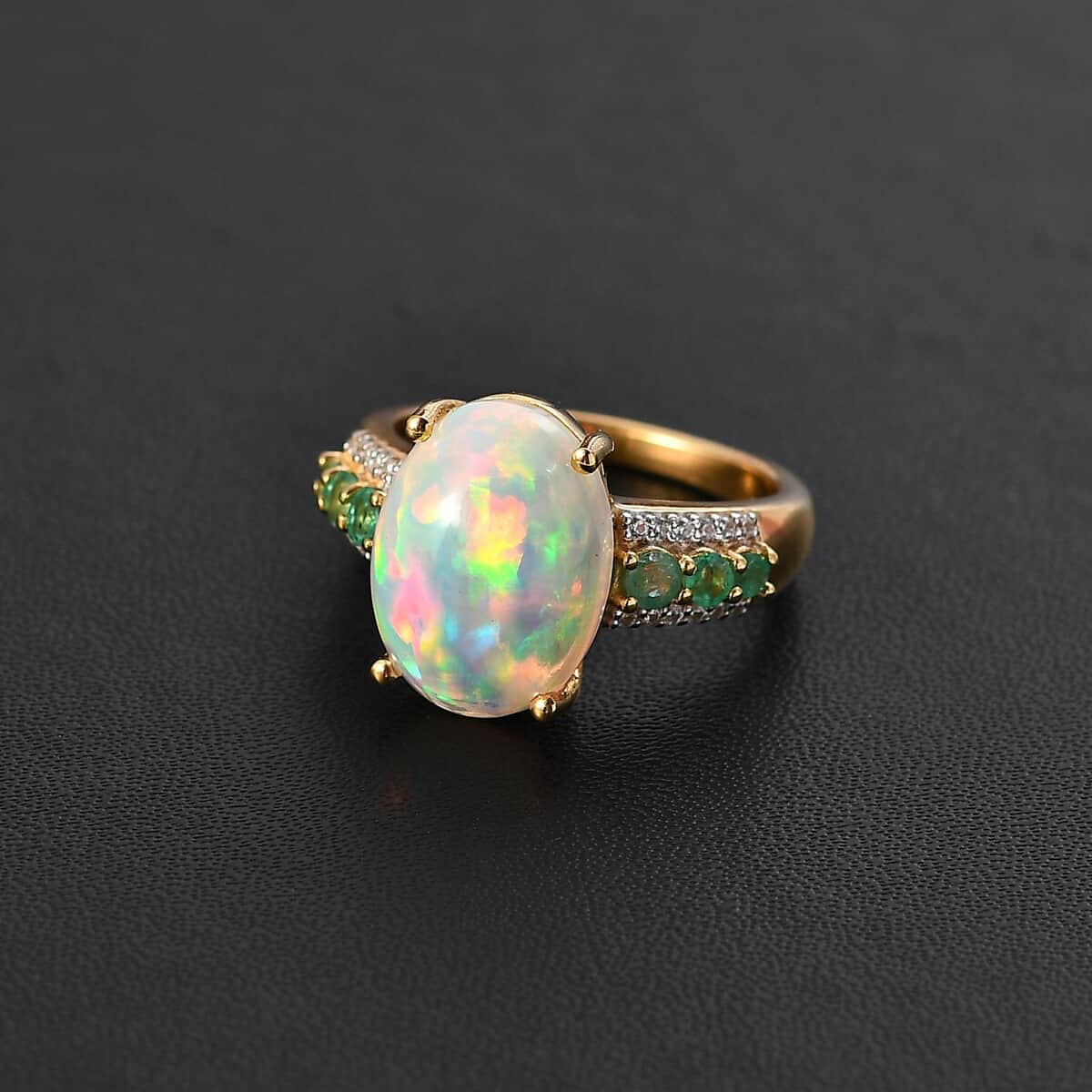 Premium Ethiopian Welo Opal, Multi Gemstone Ring in Vermeil YG Over Sterling Silver (Size 6.0) 4.40 ctw image number 2