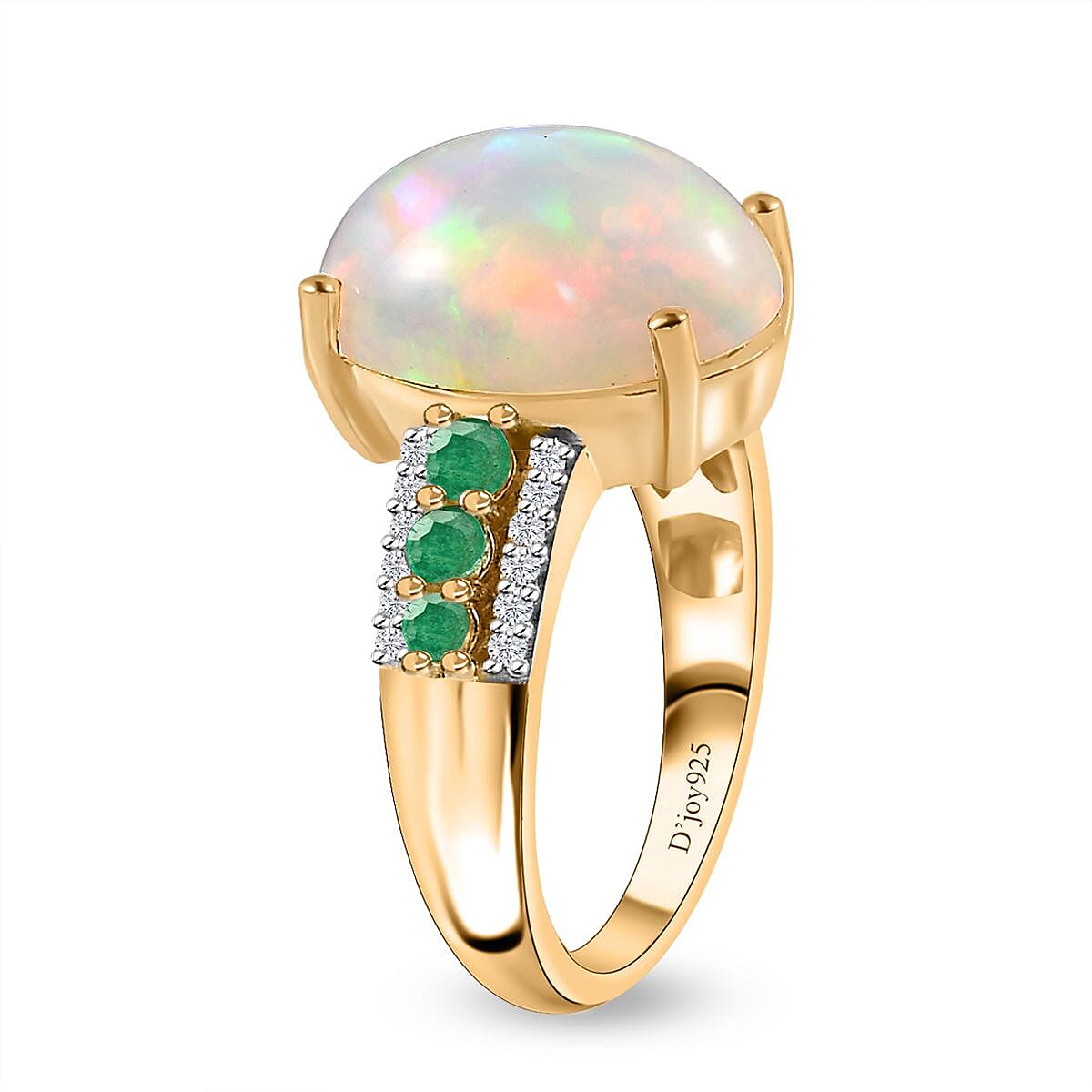 Premium Ethiopian Welo Opal and Multi Gemstone Ring in Vermeil Yellow Gold Over Sterling Silver (Size 10.0) 4.40 ctw