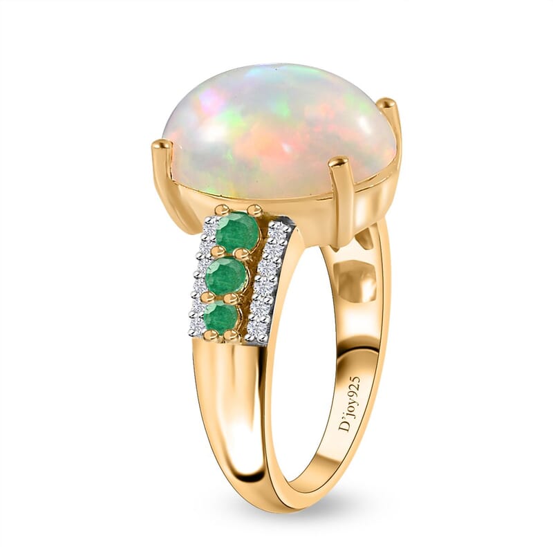 Premium Ethiopian Welo Opal and Multi Gemstone Ring in Vermeil Yellow Gold Over Sterling Silver (Size 10.0) 4.40 ctw