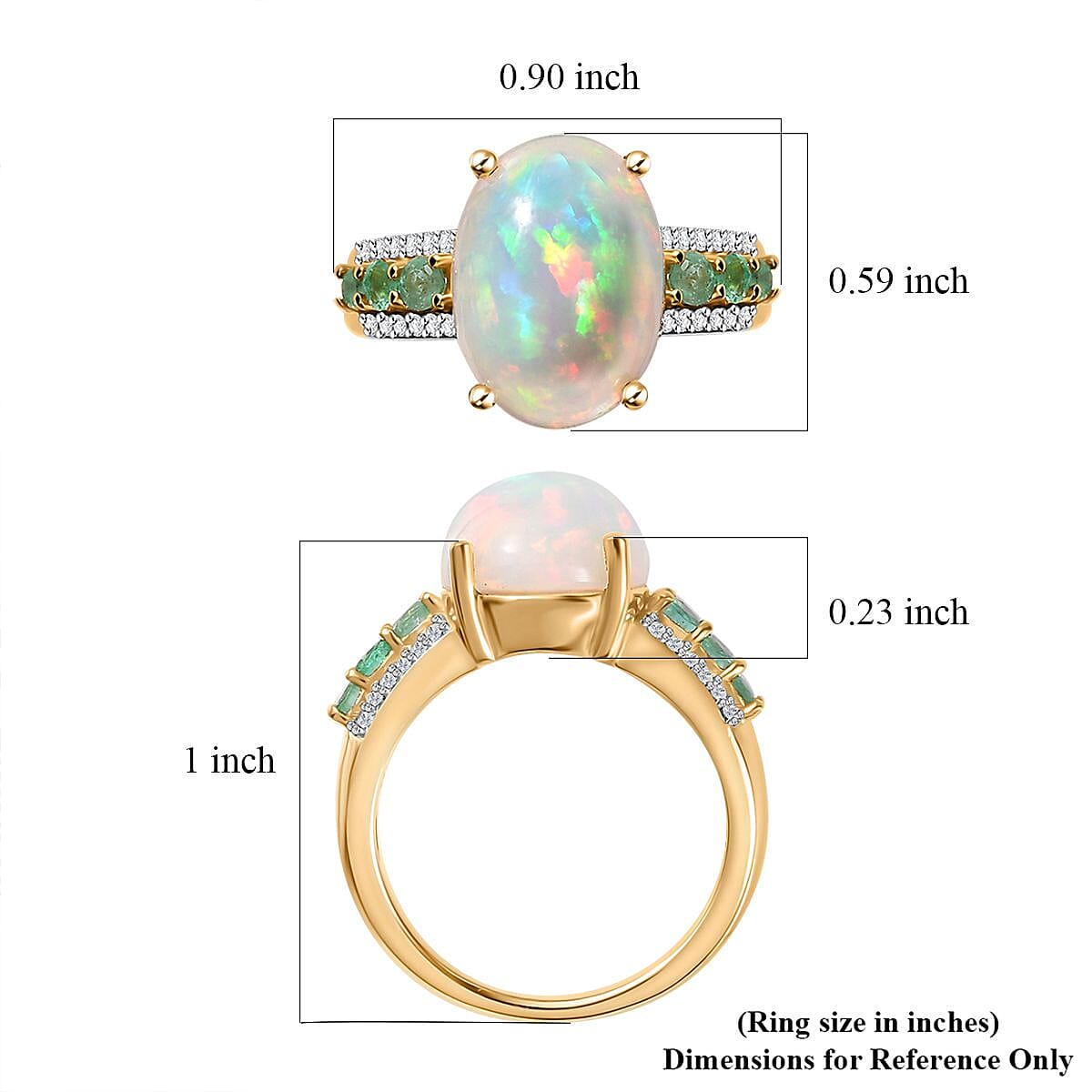 Premium Ethiopian Welo Opal and Multi Gemstone Ring in Vermeil Yellow Gold Over Sterling Silver (Size 10.0) 4.40 ctw