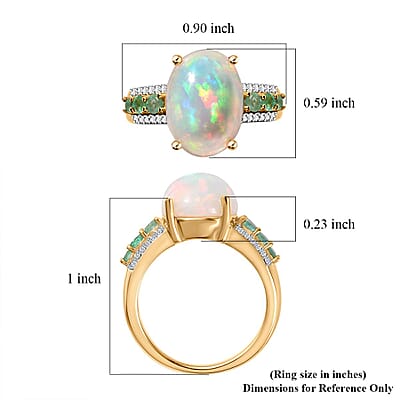 Premium Ethiopian Welo Opal and Multi Gemstone Ring in Vermeil Yellow Gold Over Sterling Silver (Size 10.0) 4.40 ctw