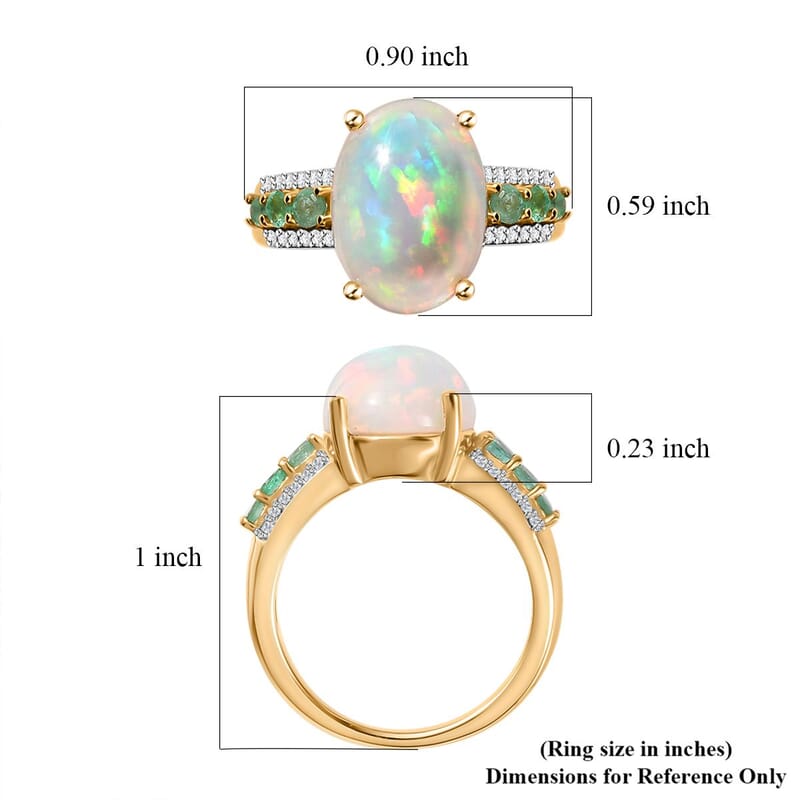 Premium Ethiopian Welo Opal and Multi Gemstone Ring in Vermeil Yellow Gold Over Sterling Silver (Size 10.0) 4.40 ctw